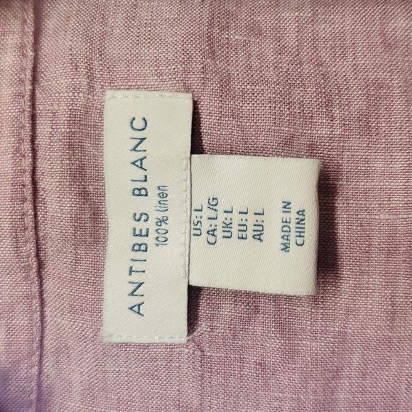 Antibes Blanc Lavender 100% Linen Tunic Top or Shirt Unisex Size L Nordstrom - Picture 3 of 7